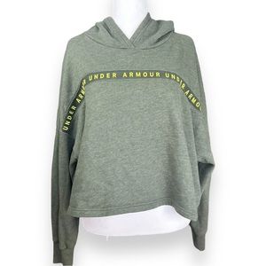 Under Armour Womens Size Medium UA Fleece Hoodie Green Long Sleeves Cropped